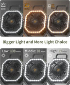 Battery Operated Fan Portable Camping Battery Powered Fan with LED Lantern Light 20000mAh Rechargeable, Oscillating, 360° Rotation Hanging Hook for Tent, Canopy, Beach, Outdoor(Green)