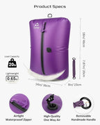 Zurligi Vacuum Compression Bags with Pump for Travel - Waterproof, Reusable, Removable Handle, Portable Travel Pack Vacuum Bag Kit for Carry On Suitcases and Backpack