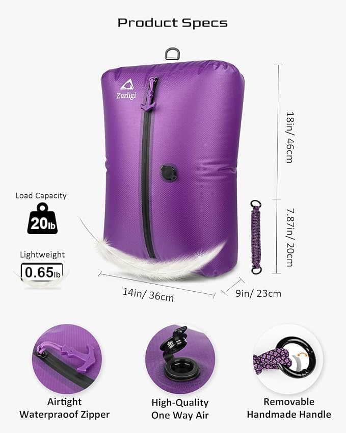 Zurligi Vacuum Compression Bags with Pump for Travel - Waterproof, Reusable, Removable Handle, Portable Travel Pack Vacuum Bag Kit for Carry On Suitcases and Backpack