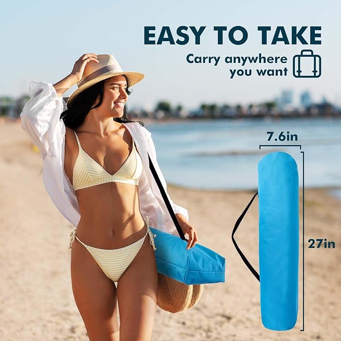 AKSOUL Folding Beach Chair for Adults: Low/High Back Chairs with Carry Bag - Extra Wide Seat Chair with Comfortable Pillow & Storage Pocket (1 Pack & 2 Pack, Blue)