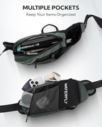 WATERFLY Fanny Pack Waist Bag: Hiking Water Bottle Holder with Strap Waist Pack for Women Men Hydration Hip Packs for Running Walking Traveling-Black & Gray