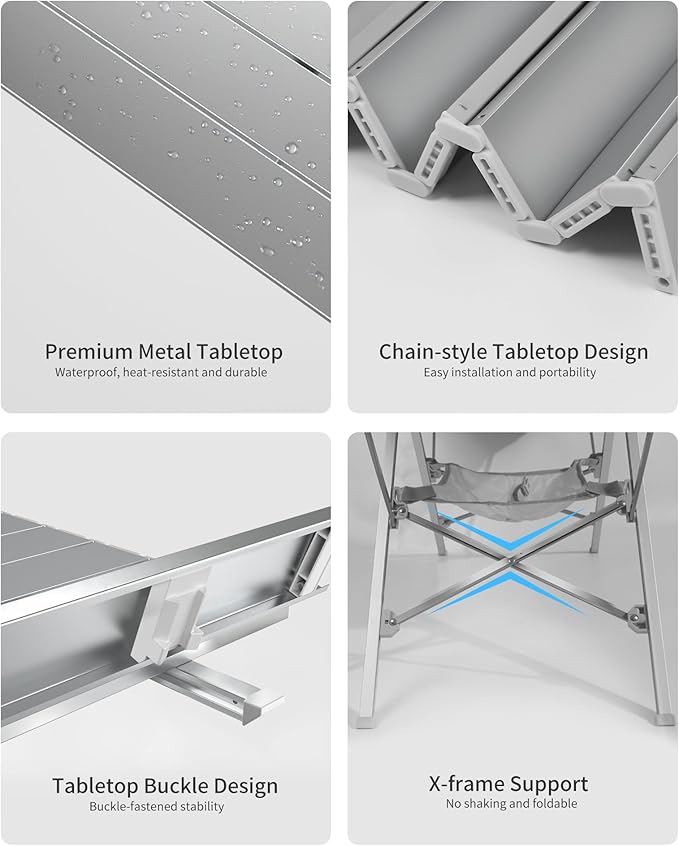 ONEFOREST Camping Table and 2 Camping Chairs, Portable Camping Set, Lightweight Carry Table and Chair for Outdoor Hiking Picnics BBQ Cooking