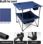 Folding Camping Table, Portable Outdoor Picnic Table, Rectangular Lightweight Camp Table with Storage, Cup Holder and Carry Bag for Barbeque Beach Camping and Tailgate