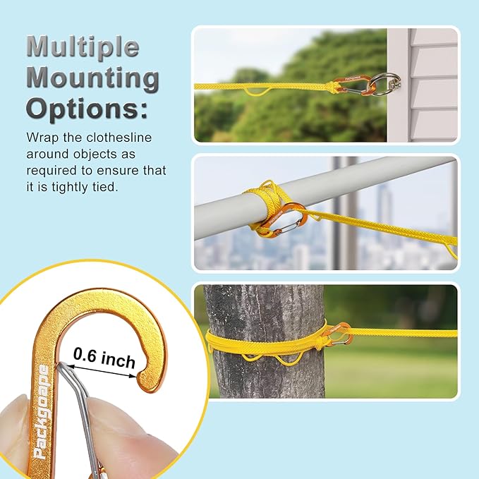 Portable Travel Clothesline, Windproof Clothes Laundry Line with Clothespins & Hang Holes, Indoor & Outdoor Clothes Drying Rope for Hotel, Backyard,Cruise Ships, Camping