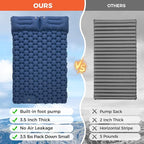 KingCamp Sleeping Pad for Camping, Ultralight Connectable Inflatable Sleeping Pad Camping Mattress with 6.3" Built-in Pillow & Foot Pump for Backpacking Hiking Tent Cot