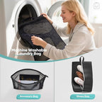 Veken 9/11 Set Compression Packing Cubes for Travel Essentials,Compressible Expandable Large Luggage Suitcase Organizer Bags for Clothing,Durable Space Saver Storage Bags with Toiletry Bags(Black)