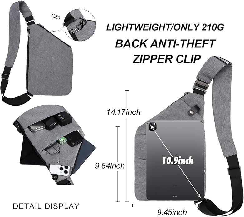 Anti Theft Crossbody Travel Bags for Women Men Cross Body Slim Sling Handbags with S Hook Antitheft