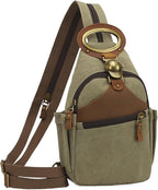 KouLi Buir Canvas Sling bag,Small Crossbody Backpack,Convertible Chest Bag Casual Daypack For Outdoor Cycling Hiking Travel (B3611-Olive Green-N)