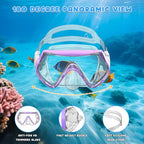 Snorkeling Gear for Kids, Kids Snorkel Set for Ages 6-14, Dry Top Snorkel, Mask Set Kid Swimming Goggles Diving Mask Combo Set Anti-Fog Panoramic View Scuba Packages