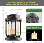 Solar Lantern Outdoor & Indoor Use – Hanging Solar Lights with Realistic Flickering Flameless Candle, Weatherproof for Gardens, Patios, Trees, and Lawns (Black, 4 Pack)