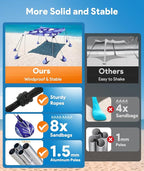 Beach Tent Sun Shelter, 10 x 10 FT Beach Canopy Tent Sun Shade, UPF50+ Tents Canopy with 8 Sandbags & 4 Stability Poles, Outdoor Tents for Camping Fishing, Jellyfish