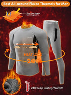 romision Thermal Underwear for Men Long Johns Fleece Lined Hunting Gear Bottom Top Set Base Layer for Cold Weather Gift