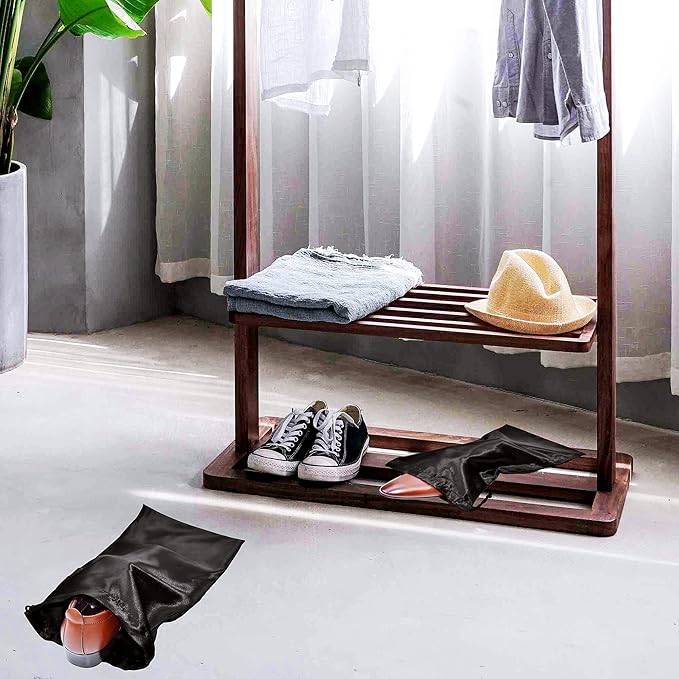 GONGKANGYUAN 4 Pack Shoe Bags for Travel Satin Fabric Shoe Bag with Drawstring for Men Women Travel Protecting Storing Shoes