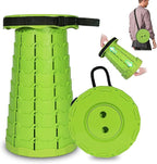 Portable Collapsible Stool, Adjustable Height Folding Seat for Adults and Kids, Lightweight Retractable Telescoping Stool for Camping, Travel, Fishing, Outdoor & Indoor Use (Apple Green)