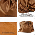 10 Pack Dust Bags for Purses and Handbags, Silk Dust Cover Storage Bag with Drawstring Travel Storage Pouch for Handbag Purse Shoes Boots (Brown, 19.6 × 15.7 in)