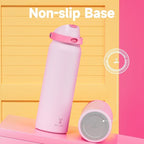 40 oz Insulated Water Bottle for Sports: Meoky Stainless Steel Water Bottle with 2-in-1 Straw and Spout Lid - Leak Proof, Cold for 24 Hours, Protective Silicone Base, BPA-Free for Women Gym, Blush