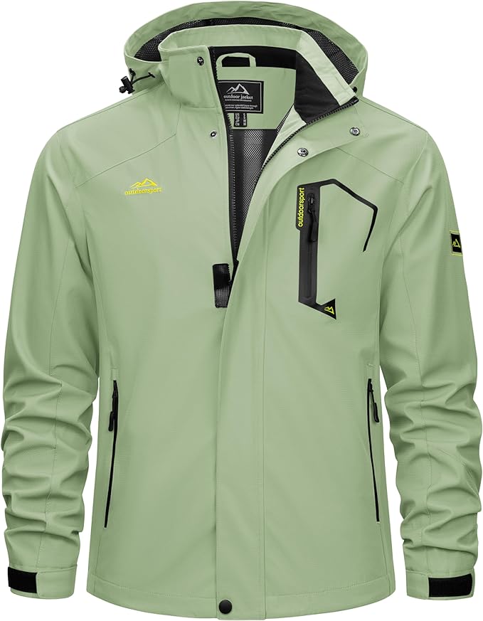 TACVASEN Men's Rain Jacket Lightweight Windbreaker with Hooded Water Resistant Outdoor Raincoat for Hiking Travel Camping