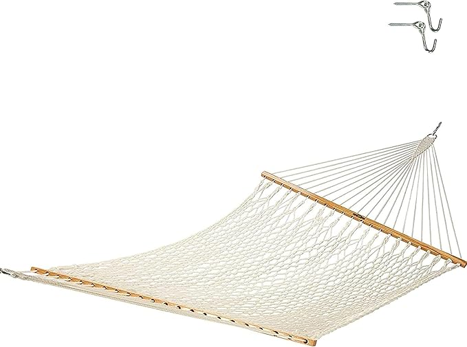 Original Pawleys Island 13OC Original Deluxe Cotton Rope Hammock with Free Extension Chains & Tree Hooks, Handcrafted in The USA, Accommodates 2 People, 450 LB Weight Capacity, 13 ft. x 55 in.
