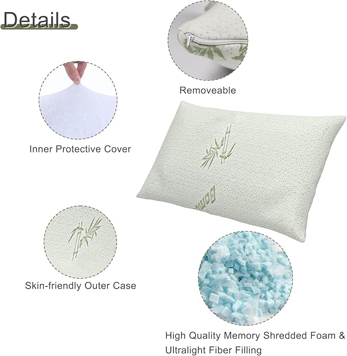 3 Pack Camping Pillow for Sleeping,Shredded Memory Foam Travel Pillow Compact & Packable with Storage Bag,Soft Cover,Small Pillow for Backpacking Hiking Gear & Accessories