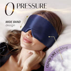 Silk Sleep Mask Soft Pressureless: 100% Mulberry Silk for Eye Skin Anti Wrinkles, Large Size for Total Blackout, Adjustable Wide Velcro Ear Cover