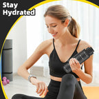 OLDLEY 32 oz Water Bottle, Motivational Water Bottle with Time Marker, Sports Water Bottle With Strap, Leakproof & BPA Free Large Water Bottles for School, Gym, Travel, Outdoor, Tritan,Black