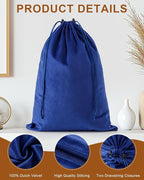 FantasyLife Shoe Bags for Travel, Washable Dust Bags for Storage & Packing, Flannel Shoe Pouch with Drawstring Closure for Purses, Handbags, Shoes & Toys (4, Palace Blue, 17.3"x12.6")