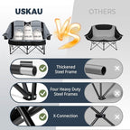 Double Camping Chair for Adults Oversized 2 Person Loveseat Chair for Heavy People, Folding Padded Outdoor Seat with Cup Holders & Carry Bag, 660 lbs Capacity, for Camping, Sports, Backyard