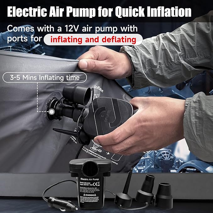 Car Air Mattress, Inflatable SUV Truck Air Mattress Back Seat Camping Bed Thickened Car Sleeping Pad for Travel, Car Bed SUV Mattress with Air Pump 2 Pillows