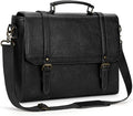 IGOLUMON Messenger Bag for Men 18 inch Vintage Leather Waterproof Laptop Briefcase Large Computer Laptop Bag Leather Satchel Bag Retro Shoulder Bag for Office Business Travel College, Black