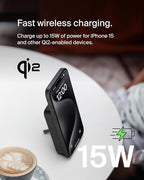 Belkin Portable Charger, Wireless Power Bank 15W 10000 mAh w/ Qi2, MagSafe Charger + Built-in Pop-up Kickstand - iPhone 17, Air, Pro, Pro Max, AirPods, Apple Watch, Google Pixel 10, etc. - Black