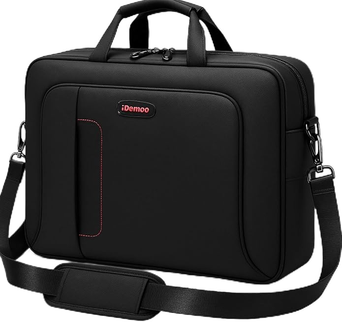 iDemoo ELITE 16 Inch Laptop Bag with Shoulder Strap - Jet Black - Laptop Briefcase, Expandable Water Resistant Laptop Shoulder Messenger Bag Durable Computer Case for Business/Travel/Men/Women