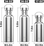 TRIPLE TREE 17 OZ Uninsulated Single Walled Stainless Steel Sports Water Bottle 18/8 Food Grade for Cyclists, Runners, Hikers, Beach Goers, Picnics, Camping - BPA Free