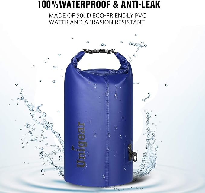 Unigear Dry Bag Waterproof, 2L/5L/10L/20L/30L/40L Floating and Lightweight Bags for Kayaking, Boating, Fishing, Swimming and Camping with Waterproof Phone Case