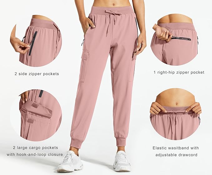 Libin Women's Cargo Joggers Lightweight Quick Dry Hiking Pants Athletic Lounge Casual Travel