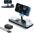 Nimble Podium 3-in-1 Wireless Charging Station for Apple, Qi2-Certified 15W Magsafe Charger Stand, Wireless Charger for iPhone 17 16 15 14 13 - Apple Watch - Airpods Series (Charger & USB-C Included)
