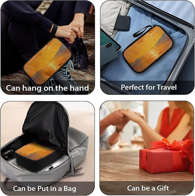 Sunset Travel Cord Organizer Case Electronics Organizer Travel Case Portable Storage Bag fits Power Bank Phone Tech Accessory Cable Cord Charger Phone Earphone