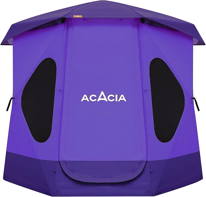 ACACIA Camping Tent, Pop Up Camping Tent with 8 Windows and Footprint, Waterproof Windproof Easy Setup Hub Tent for Family Camping, Hiking and Glamping