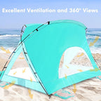 Beach Tent, Portable Sun Shelter for 2/3/4/6-8 Person with UPF 50+ UV Protection, Easy Setup Waterproof Beach Shade Canopy Cabana for Family Outdoor and Picnics, Fishing with Carrying Bag