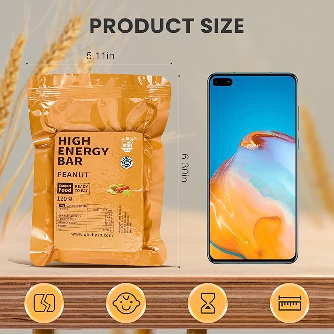 Emergency Food Ration Bars, Peanut Flavor Survival Tabs Supply for Outdoor Camping Emergency Snowstorm Earthquake Disaster Preparedness Kit With Long Self Life 12 Count