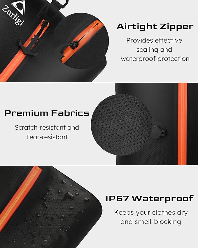 Zurligi Vacuum Compression Bags with Pump for Travel - Waterproof, Reusable, Removable Handle, Portable Travel Pack Vacuum Bag Kit for Carry On Suitcases and Backpack