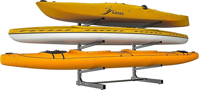 EVERHANGER Kayak Storage Rack, Adjustable Kayak Stand Holder, Freestanding Paddle Board Rack for Kayak, Canoe, Surfboard, 320lbs Capacity