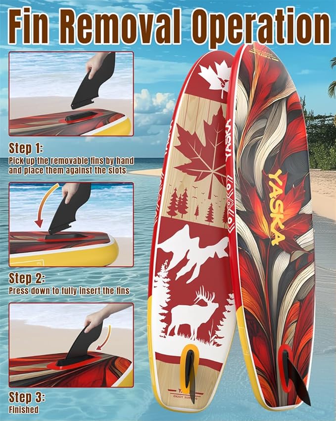 YASKA Inflatable Stand Up Paddle Board - 11ft Extra Wide Paddleboard with Premium SUP Board Accessories,Camera Mount,Non-Slip EVA Deck,5 Handles,Youth/Adult