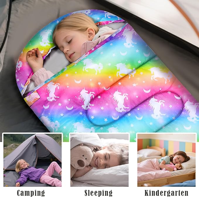 Camping Sleeping Bag for Kids Girls Boys,3 Season Warm Sleeping Bag Waterproof Portable for Outdoors Traveling,Camping