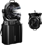 Misting Fan Portable 42800mAh Rechargeable with Remote Control, Camping Fan with LED Light & Stepless Speed Control & Cooling Spray with 6L Bucket, Timer Function, Portable Handle, Rotate Hang Hook