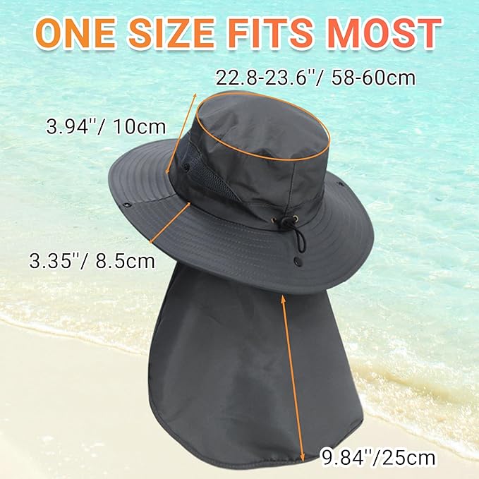 NPQQUAN Sun Hats for Men Women with Neck Flap UPF 50+ UV Protection Wide Brim Bucket Hat Safari Hiking Fishing Hats