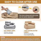 KingCamp Inflatable Couch for Camping, Portable Foldable Eco-Friendly Reach-Certified PVC Liner Air Lounger Blow Up Sofa with Foot Pump, Pegs, Repair Kit & Removable Cover