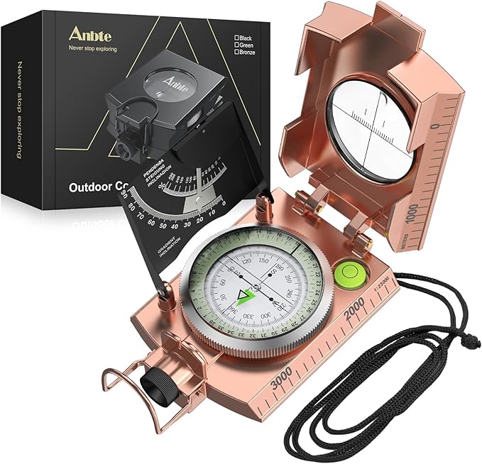 Compass Hiking Survival, IP65 Waterproof Metal Compass with Sighting Clinometer and Carry Bag, Multifunctional, Professional, for Camping Hunting Hiking Navigation