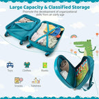 HONEY JOY Kids Luggage, Travel Backpack & Hard Shell Toddler Suitcase, Children Rolling Luggage with Wheels, Retractable Handle & 4 Casters, 2Pcs Carry On Luggage Set for Boys Girls(Green Dinosaur)