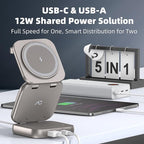5-in-1 Wireless Charger for MagSafe, AC ISLAND Portable Travel Charging Station, 35W Max Fast Foldable Magnetic Stand, Evolved for iPhone 17-12 & Air Series, Apple Watch, AirPods (with 35W Adapter)
