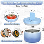 12oz Insulated Vacuum Food Jar with Buckle Lid Wide Mouth Soup Thermo for Hot Food Kids Leakproof Stainless Steel Lunch Container (Gradient Blue, 12OZ)